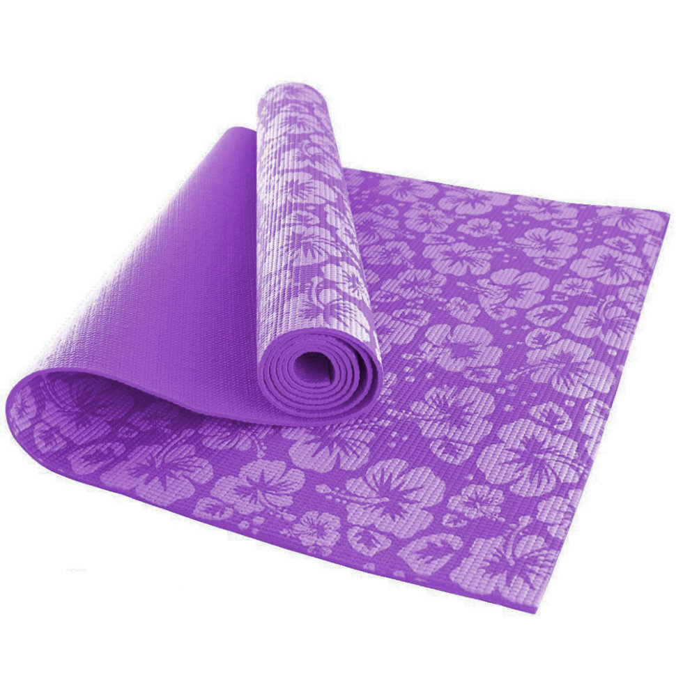 Коврик для йоги ПВХ фиолетовые цветы,173х61х0,3 см