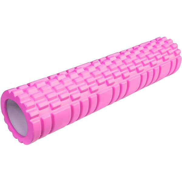 Ролик для йоги и пилатеса, массажный (розовый 61х13,5 см ЭВА/АБС)