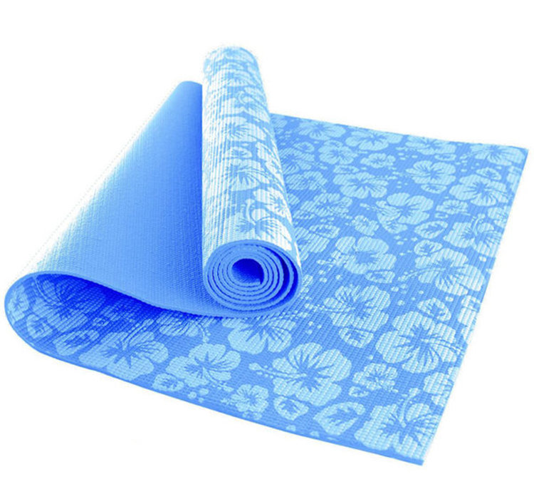 Коврик для йоги ПВХ голубые цветы,173х61х0,3 см