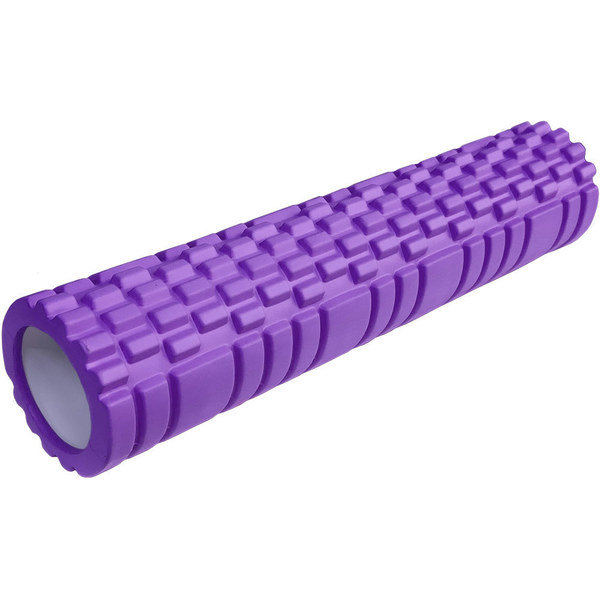 Ролик для йоги и пилатеса, массажный  (фиолетовый 61х13,5 см ЭВА/АБС)
