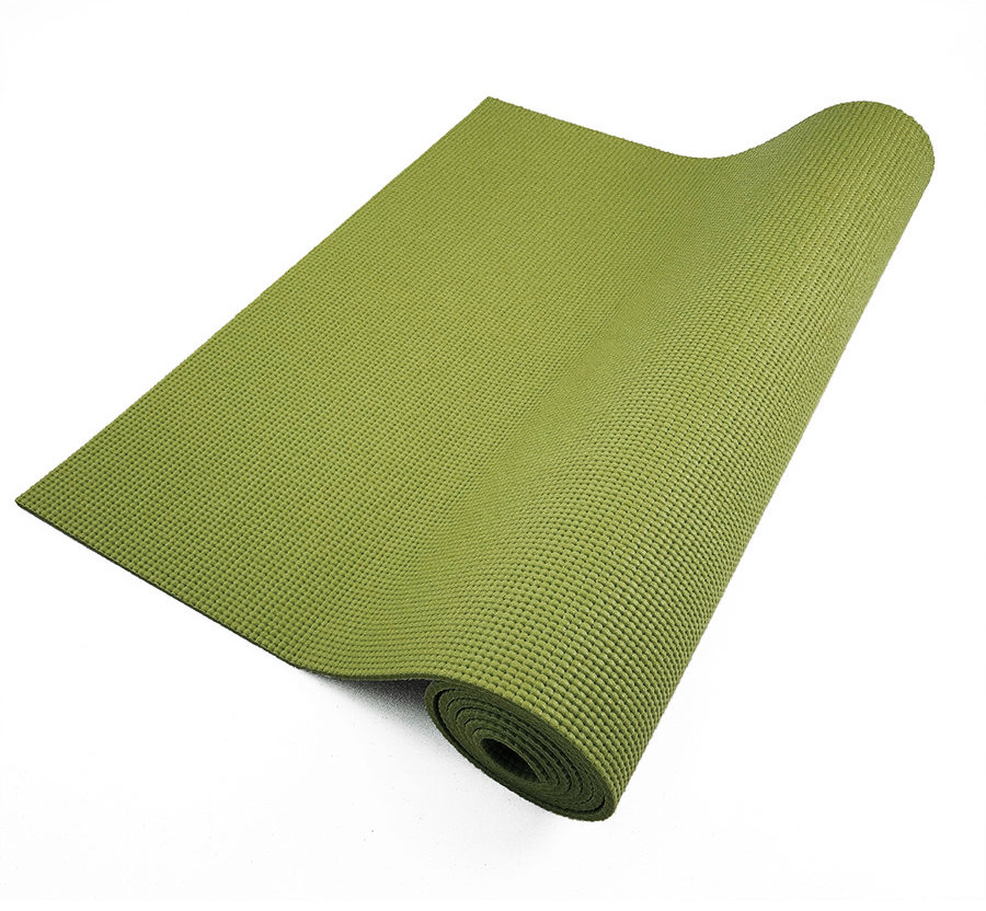 Зеленый коврик для йоги ПВХ 173х61х0,4 см темно-зеленый