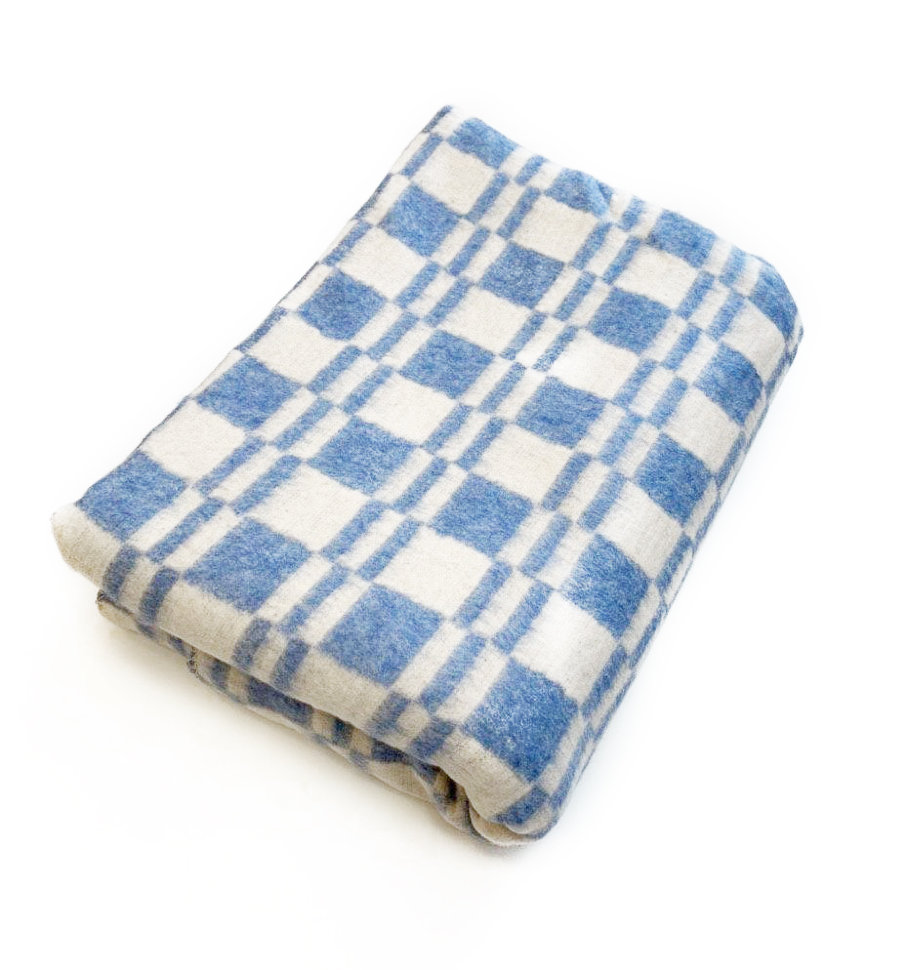 Одеяло байковое (хлопок) мягкое 212 х 140 см, голубая клетка