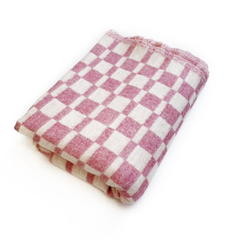 Одеяло байковое (хлопок) 212 х 140 см, розовая клетка
