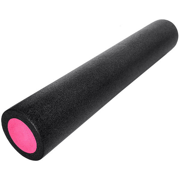 Ролик для йоги полнотелый 2-х цветный (черно/розовый) 91х15см