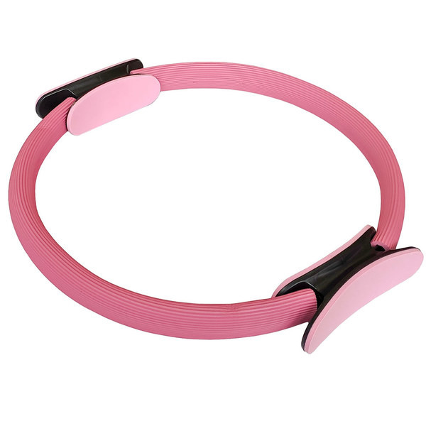Кольцо эспандер для пилатеса 38 см (розовое), гладкие рукоятки
