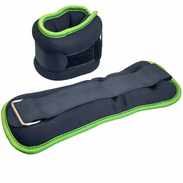 Утяжелители для ног "ALT Sport" (2х2,0кг) в сумке (черный с зеленой окантовкой)