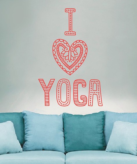 Наклейка виниловая I love yoga розовая 58х87 см 
