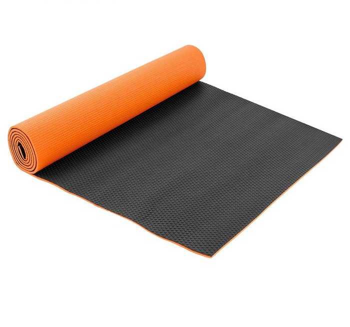 Коврик для йоги ПВХ 173х61х0,6 см, оранжево-черный