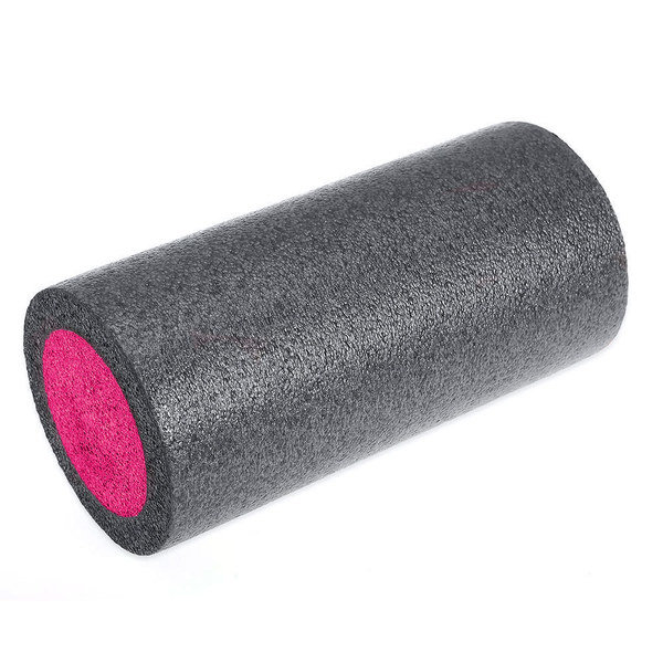 Ролик для йоги полнотелый 2-х цветный (черно/розовый) 30х15см.