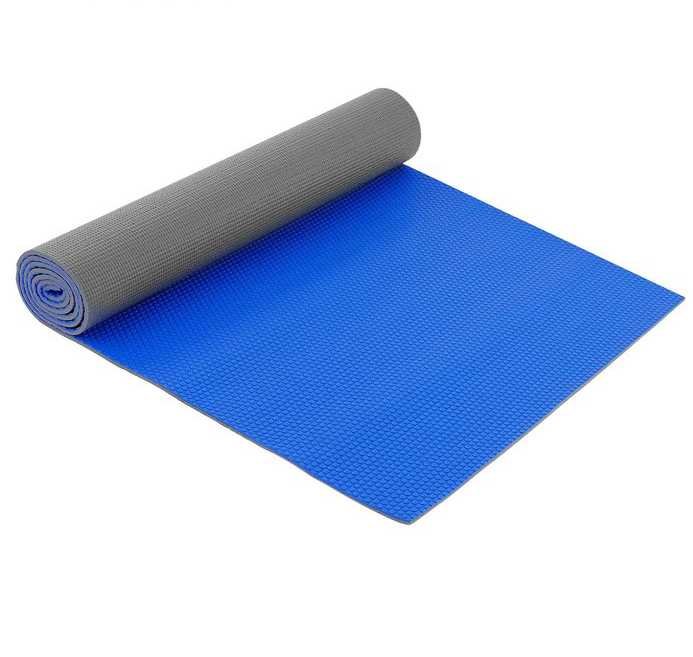 Коврик для йоги ПВХ 173х61х0,6 см, серо-синий