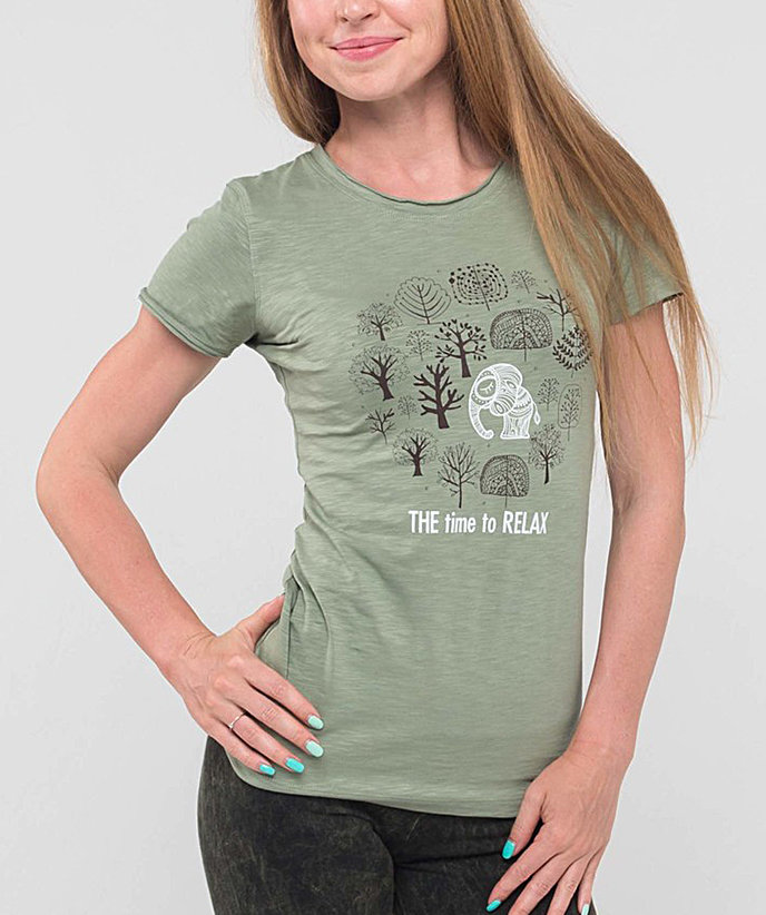 Женская футболка Time To Relax оливковая, YogaDress