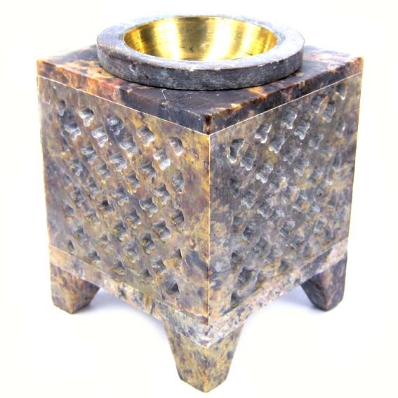 Аромалампа камень с бронзовой вставкой, 8,5 см