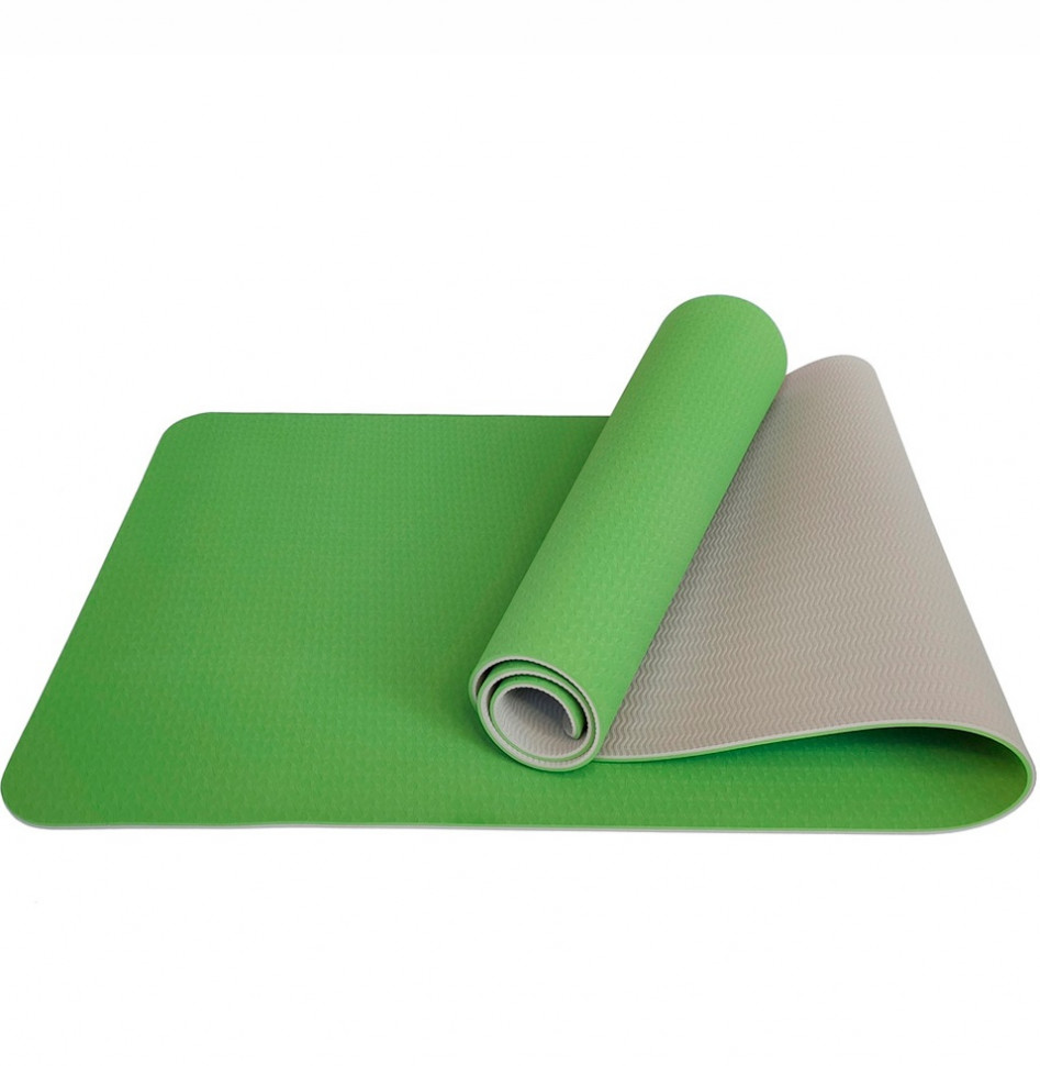 Коврик для йоги ТПЕ 183Х61Х0,6с (зелено/серый)
