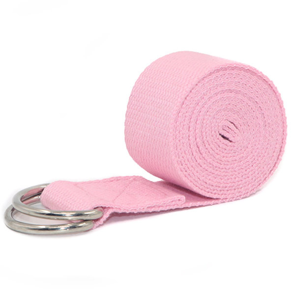 Ремень для йоги фитнеса высокой плотности 181х3,8 см (розовый)