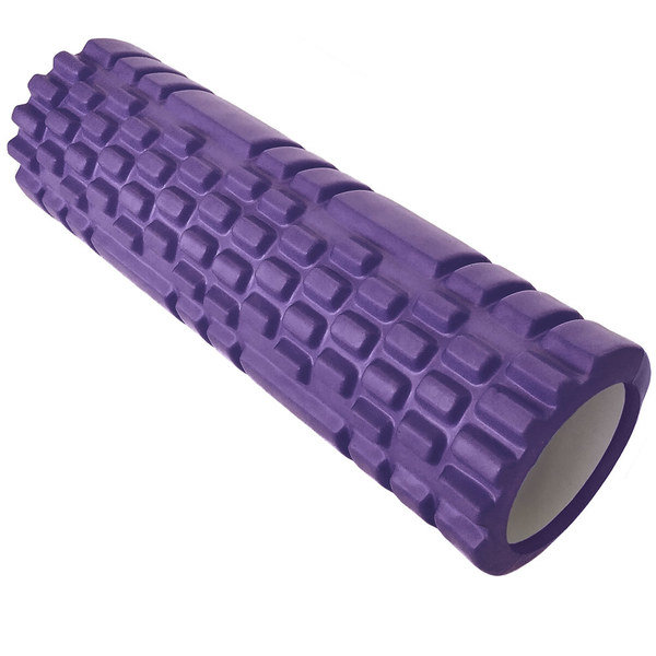 Ролик для йоги и пилатеса, массажный (фиолетовый 45х14 см, ЭВА/АБС)