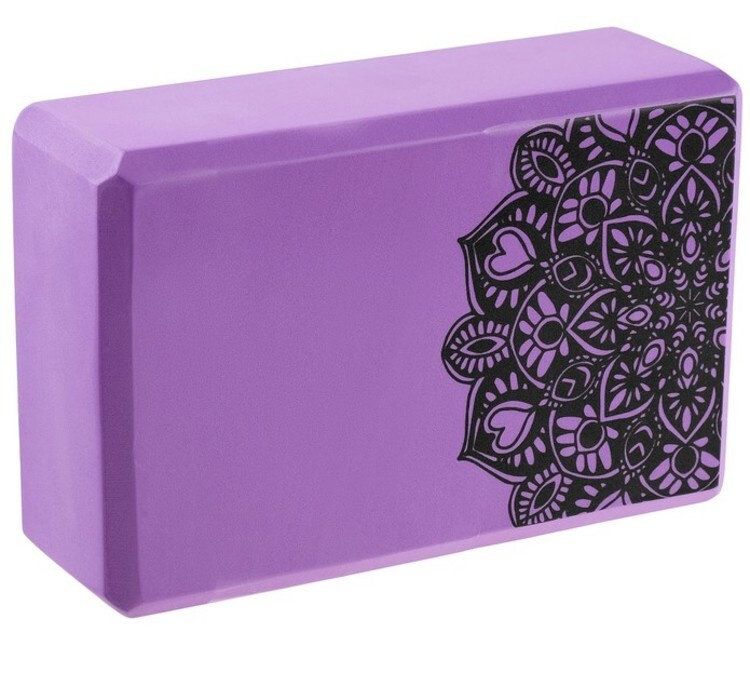 Блок для йоги с мандалой 23 × 15 × 8 см, 120 г, цвет фиолетовый