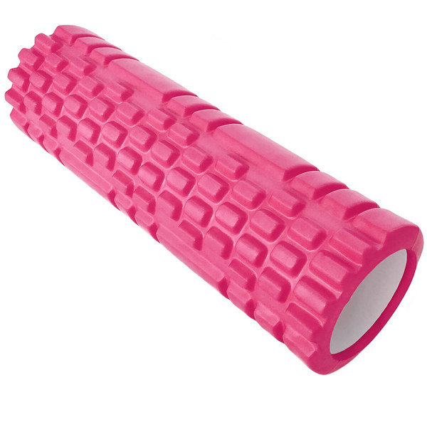 Ролик для йоги и пилатеса, массажный (розовый 45х14 см, ЭВА/АБС)