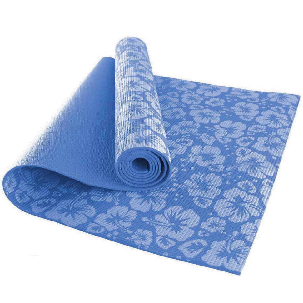 Коврик для йоги ПВХ синие цветы,173х61х0,5 см